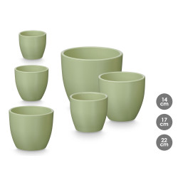 SET 3 MACETAS ABOMBADA 14 17 22CM MENTA MATE