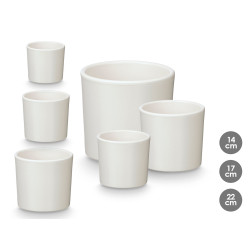 SET 3 CYLINDER POTS 14 17 22CM MATT WHITE 