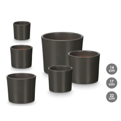 SET 3 CYLINDER POTS 14 17 22CM MATT ANTHRACITE 