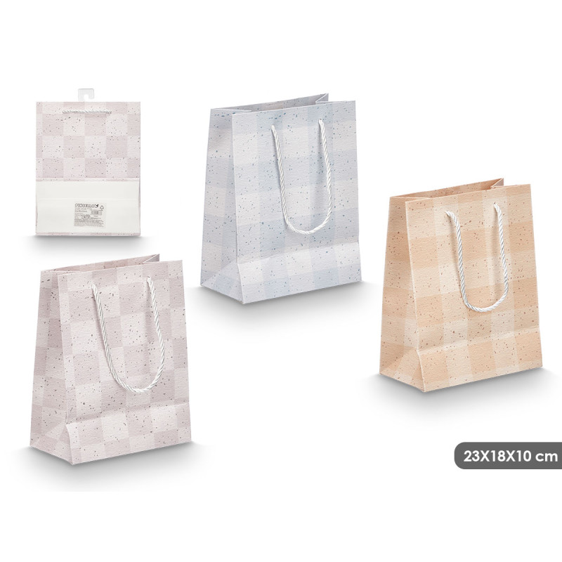 BOLSA ASA CUADROS SURT 3 COL 23X18X10CM