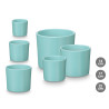 SET 3 CYLINDER POTS 14 17 22CM MATT TURQUIOISE 