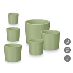 SET 3 CYLINDER POTS 14 17 22CM MATT MINT 