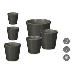 SET 3 CONIC POTS 14 17 22CM MATT ANTHRACITE 