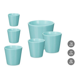 SET 3 MACETAS CONICA 14 17 22CM TURQUESA MATE