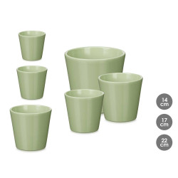 SET 3 CONIC POTS 14 17 22CM MATT MINT 