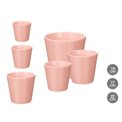 SET 3 CONIC POTS 14 17 22CM MATT PINK 