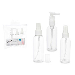 SET 3 COSMETICS BOTTLES WHITE LID