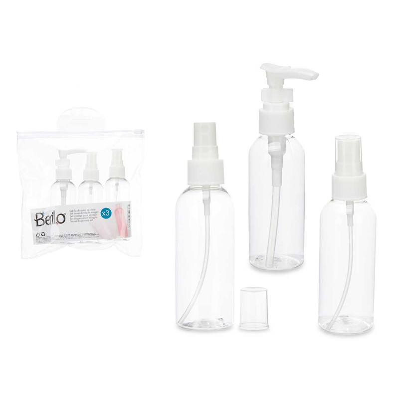 SET 3 COSMETICS BOTTLES WHITE LID