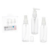 SET 3 COSMETICS BOTTLES WHITE LID