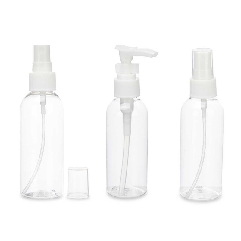 SET 3 COSMETICS BOTTLES WHITE LID