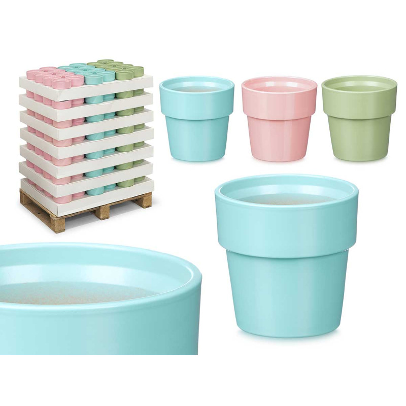 CONICAL POT STACKABLE ASSORTED 3 LIGHT COL MATT  