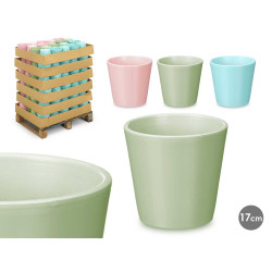 CONICAL POT 17CM ASSORTED 3 LIGHT COLOURS MATT  