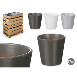 CONICAL POT 17CM ASSORT 3 NEUTRAL COLOURS MATT  