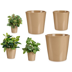 CONJ 3 VASOS CONICOS CERAMICA 11-14-17CM BEGE