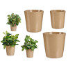 SET 3 11-14-17CM CONICAL BEGE CERAMIC POTS 