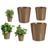 SET 3 11-14-17CM CONICAL TAUPE CERAMIC POTS 