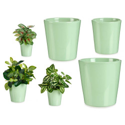 SET3 POT FLEURSS CERAMIQUE CONIQUE 11-14-17CM VERT