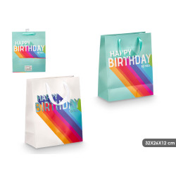 SACO PRESENTE BIRTHDAY MULTICOR SORT 2 32X26X12CM