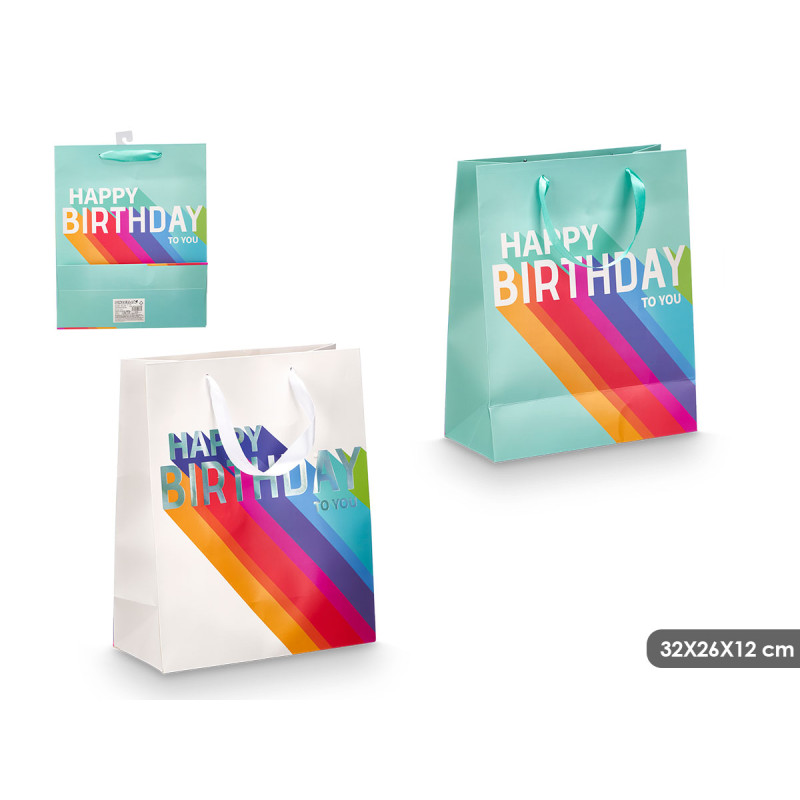 SACO PRESENTE BIRTHDAY MULTICOR SORT 2 32X26X12CM