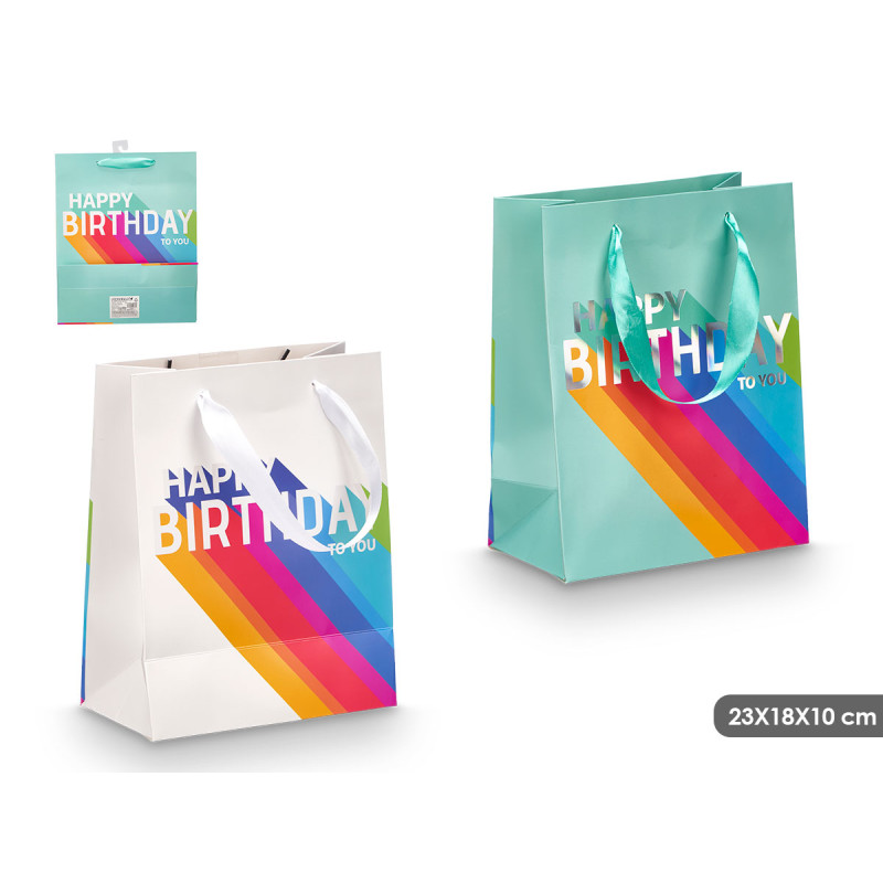 SACO PRESENTE BIRTHDAY MULTICOR SORT 2 23X18X10CM