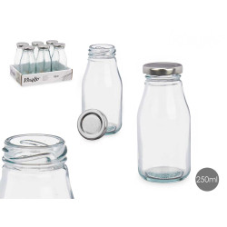 BOTELLA CRISTAL MINI TAPA PLATA 250 ML