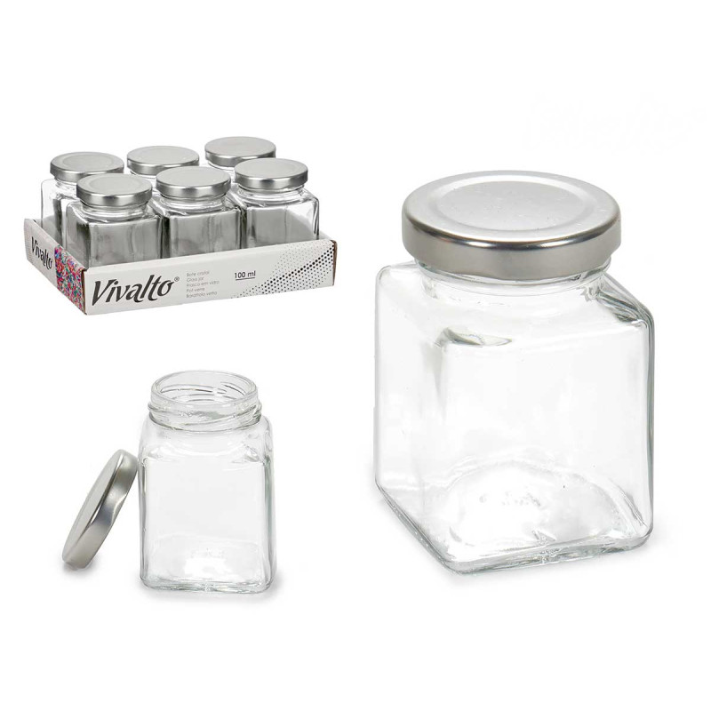SQUARE CRYSTAL JAR W/CAP 100 ML