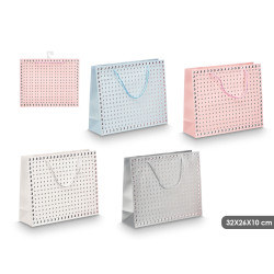 SACO PRESENTE PONTOS RELEVO SORT 4 COR 32X26X10CM