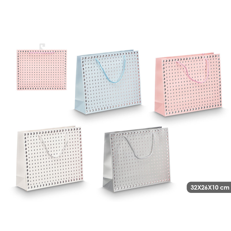 HANDLE BAG DOTS RELIEF ASSORTED 4 32X26X10CM 