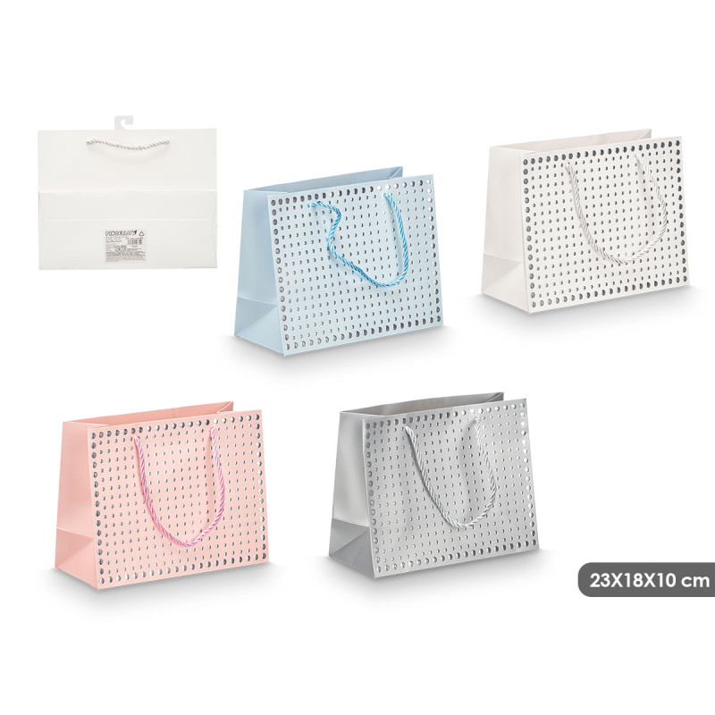 BOLSA ASA PUNTOS RELIEVE SURT 4 COL 23X18X10CM