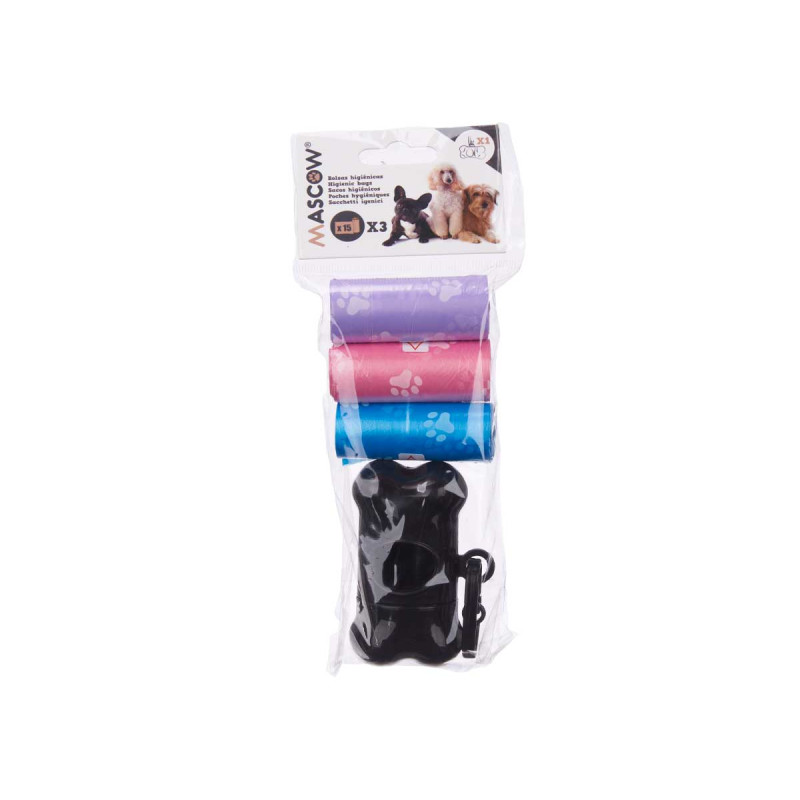 SET 3 ROULEAUX DISTRIBUTEUR DE SACS ANIMAUX 15 U.