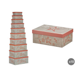 SET 10 CAJAS ESTRELLAS TEJA
