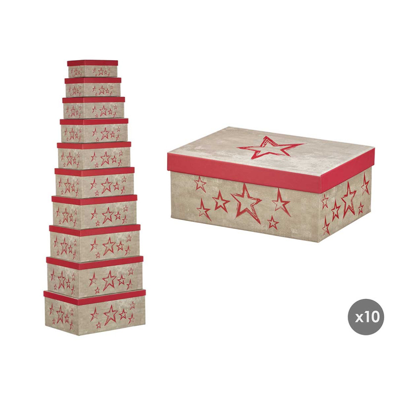 SET 10 FUCHSIA BOXES STARS