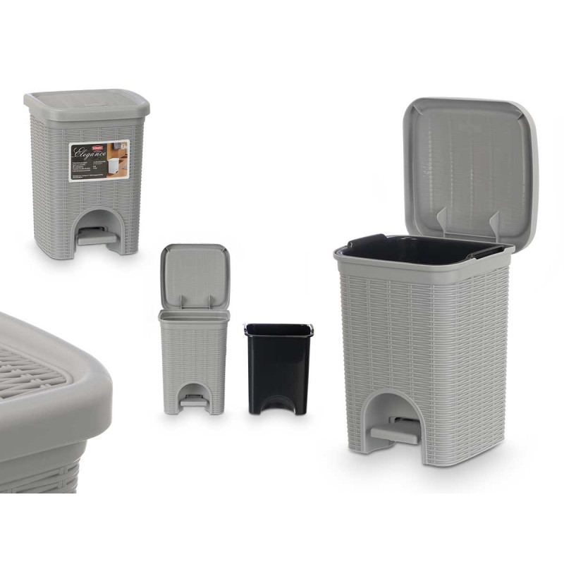 POUBELLE ELEGANCE PETIT 6L GRIS CLAIR