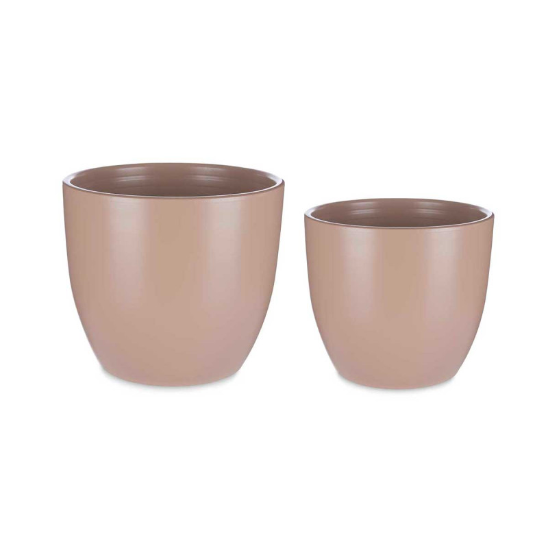 CONJ 2 VASOS CERAMICA 22 28CM BEGE