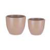 SET 2 CERAMIC POTS 22 28 CM BEIGE