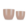 SET 2 CERAMIC POTS 22 28 CM BEIGE