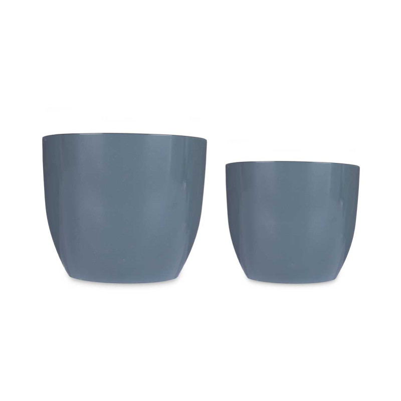 SET 2 CERAMIC POTS 22 28 CM ANTHRACITE