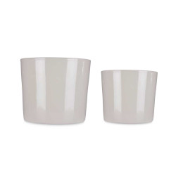 SET 2 CERAMIC POTS 22 27 CM GREY
