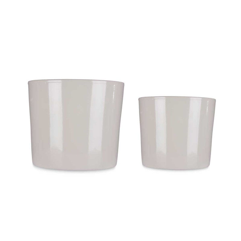 SET 2 POTS EN CÉRAMIQUE 22 27 CM GRIS