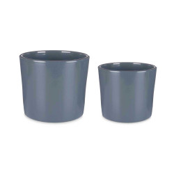 SET 2 CERAMIC POTS 22 27 CM ANTHRACITE