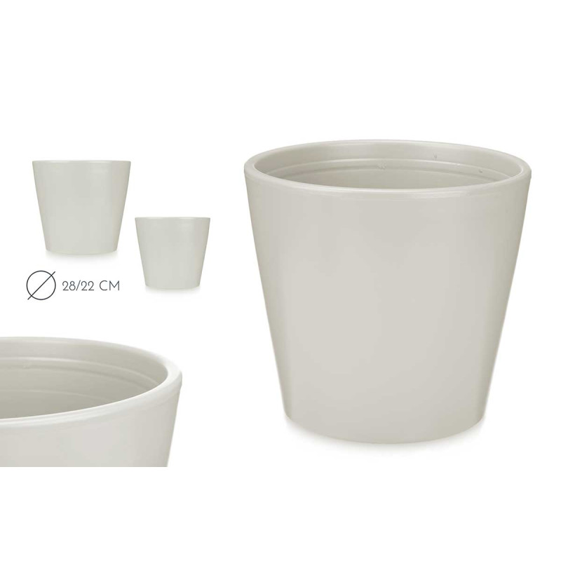 CONJ 2 VASOS CERAMICA CONICOS 22 28CM CINZENTO