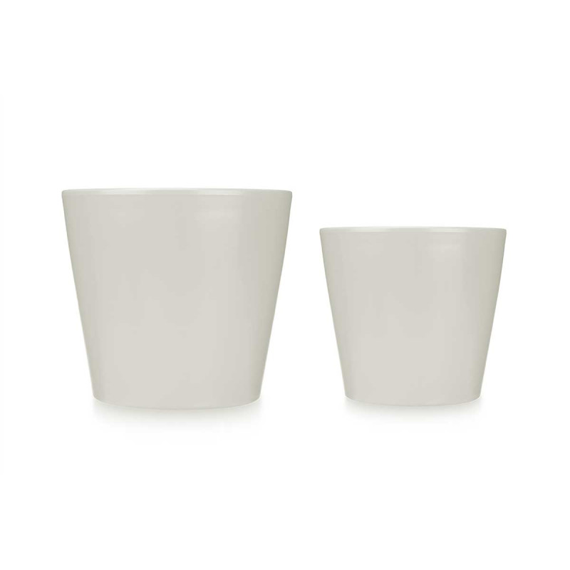 SET 2 CONICAL CERAMIC POTS 22 28 CM GREY