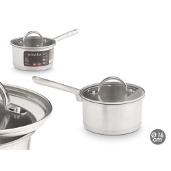 TACHO DE INDUÇÃO COM TAMPA DE VIDRO 16 CM 