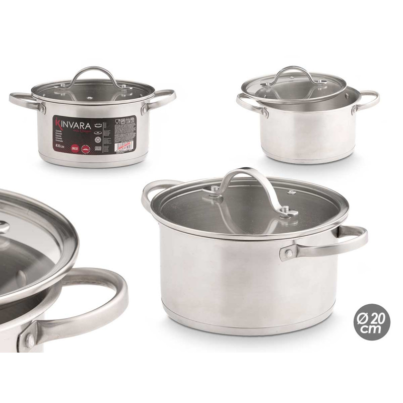 CAÇAROLA DE INDUÇÃO COM TAMPA DE VIDRO 20 CM