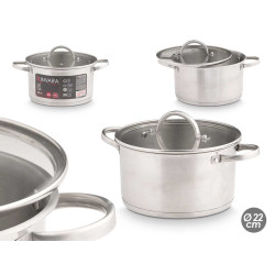 CASSEROLE À INDUCTION COUVERCLE EN VERRE 22 CM