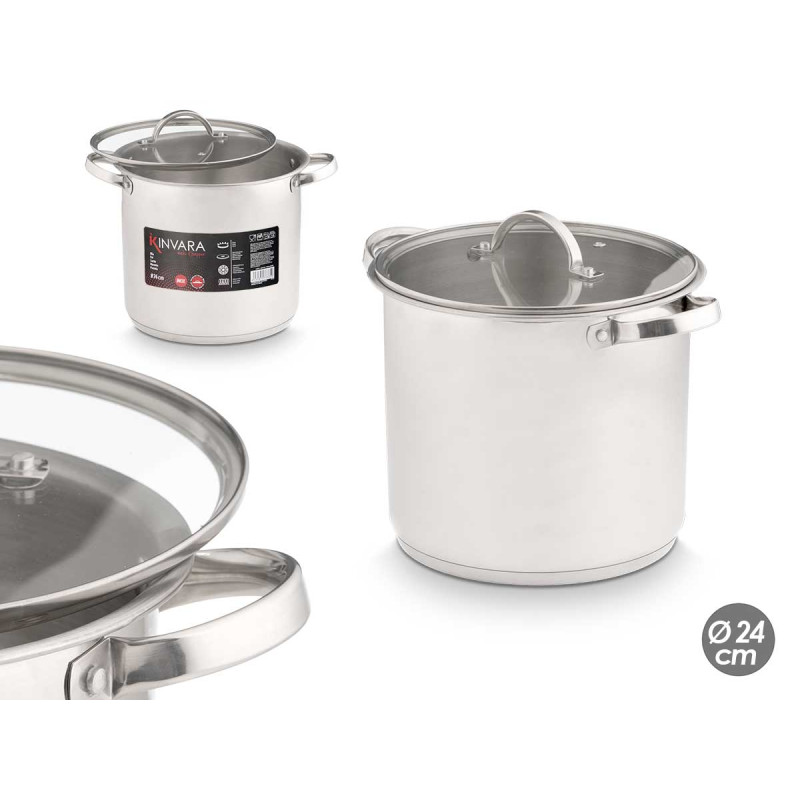 TACHO DE INDUÇÃO COM TAMPA DE VIDRO 24 CM 