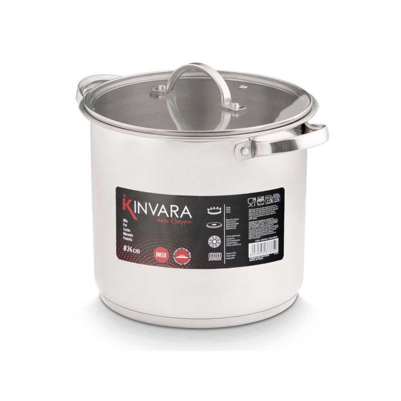 TACHO DE INDUÇÃO COM TAMPA DE VIDRO 24 CM 