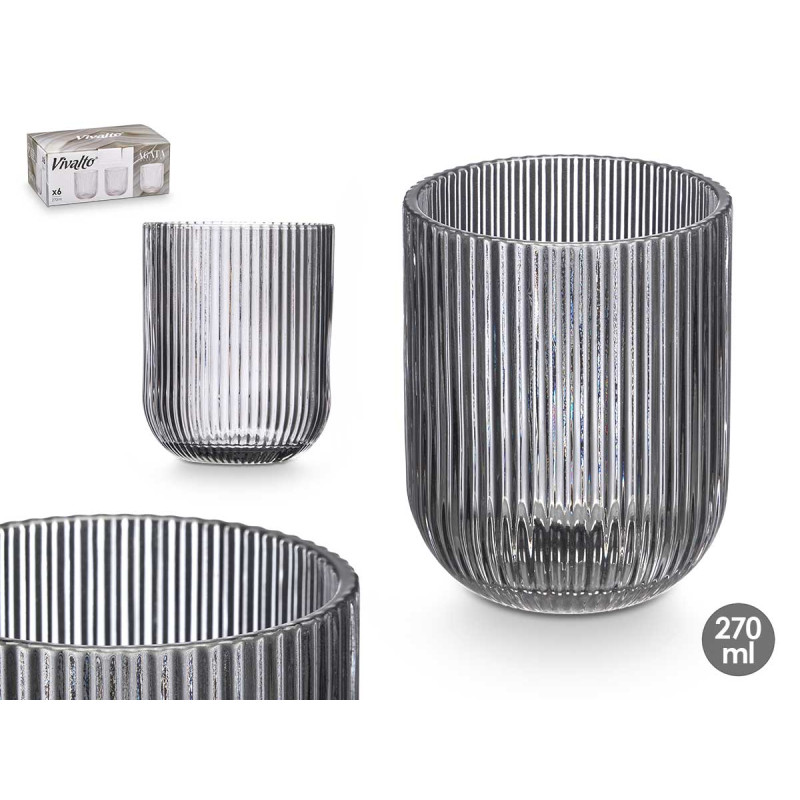 VASO COLOR GRIS RAYAS 270 ML