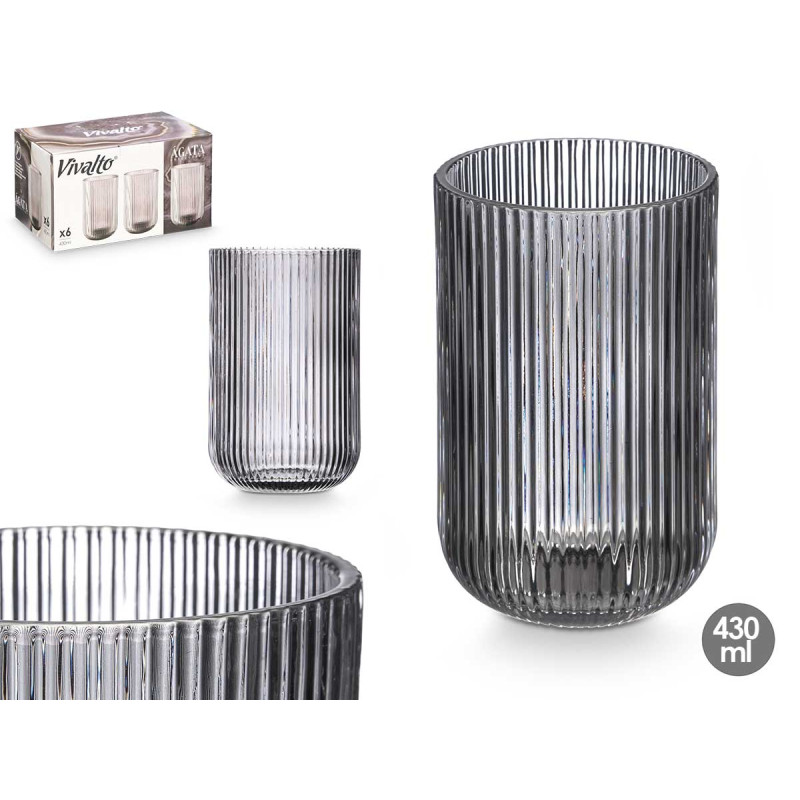 VASO GRIS RAYAS 430 ML