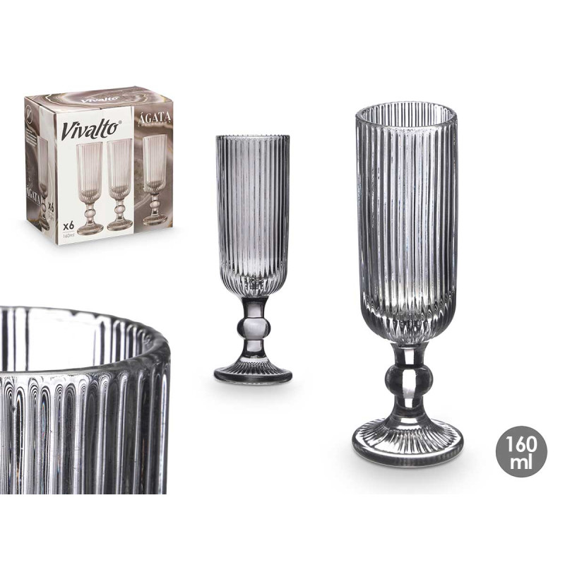 GREY SPARKLING WINE GLASS 160 ML
